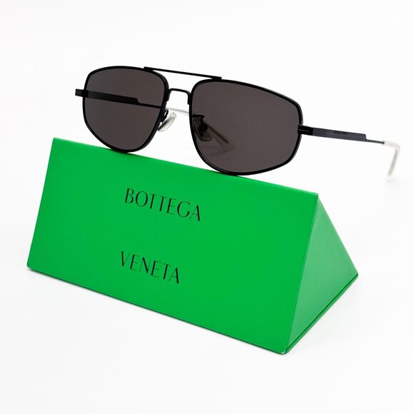 NEW BOTTEGA VENETA SUNGLASSES BV1125S 001 AVIATOR BLACK UNISEX EYEWEAR - Picture 1 of 9